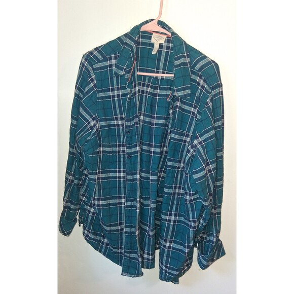 SJB Teal Plaid Long Sleeve Button Up Blouse Sz 2X - Picture 1 of 3